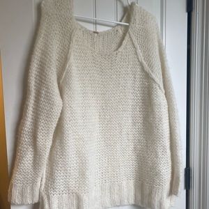White Oversized Free People Sweater